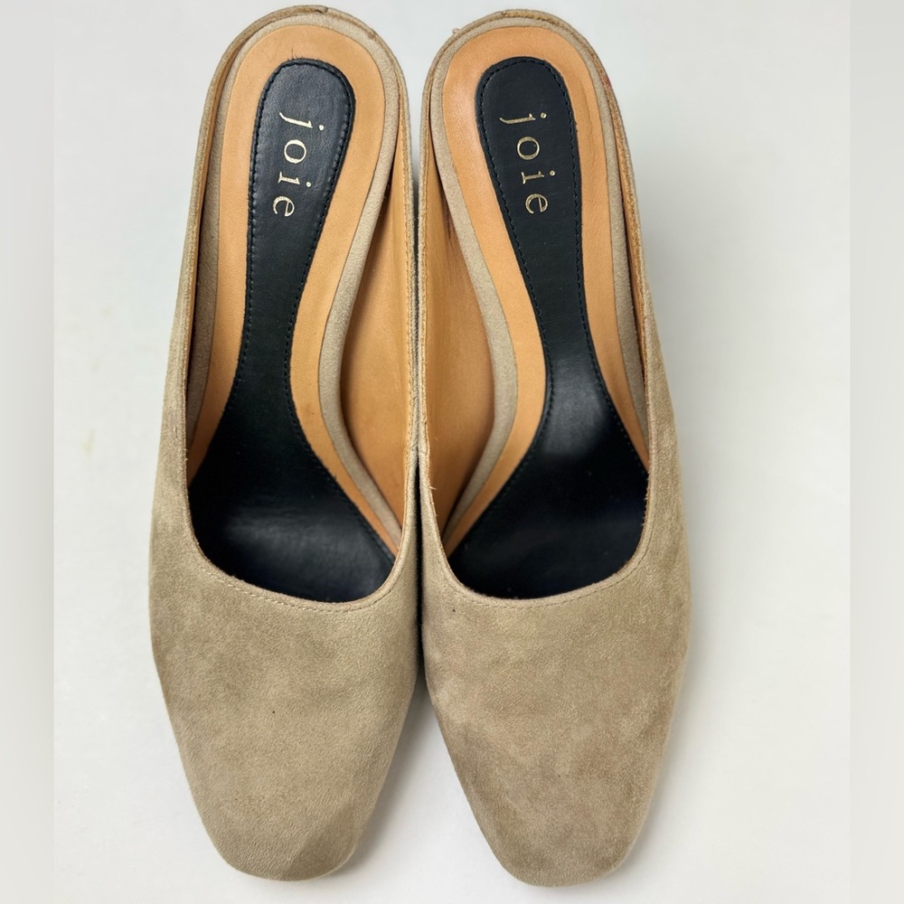 Joie Taupe Suede Slip-On Mules — Neutral Taupe